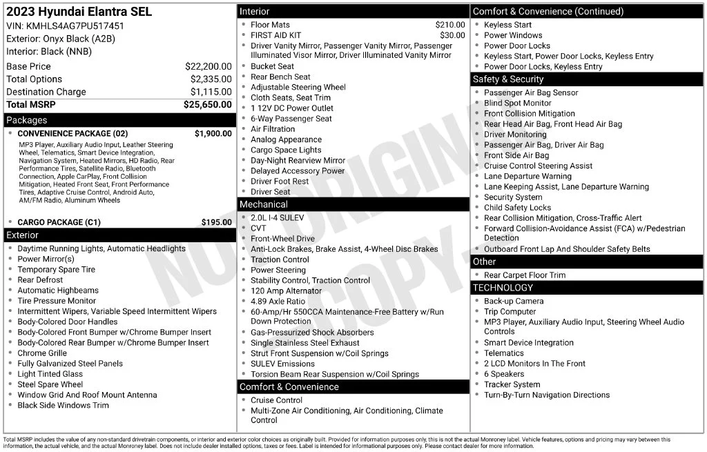 Used 2023 Black Hyundai SEL image 2