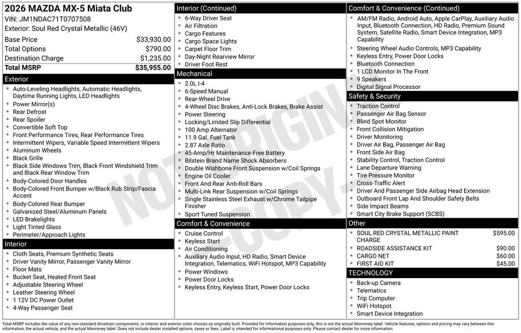 New 2026 Soul Red Crystal Metallic Mazda Club image 4
