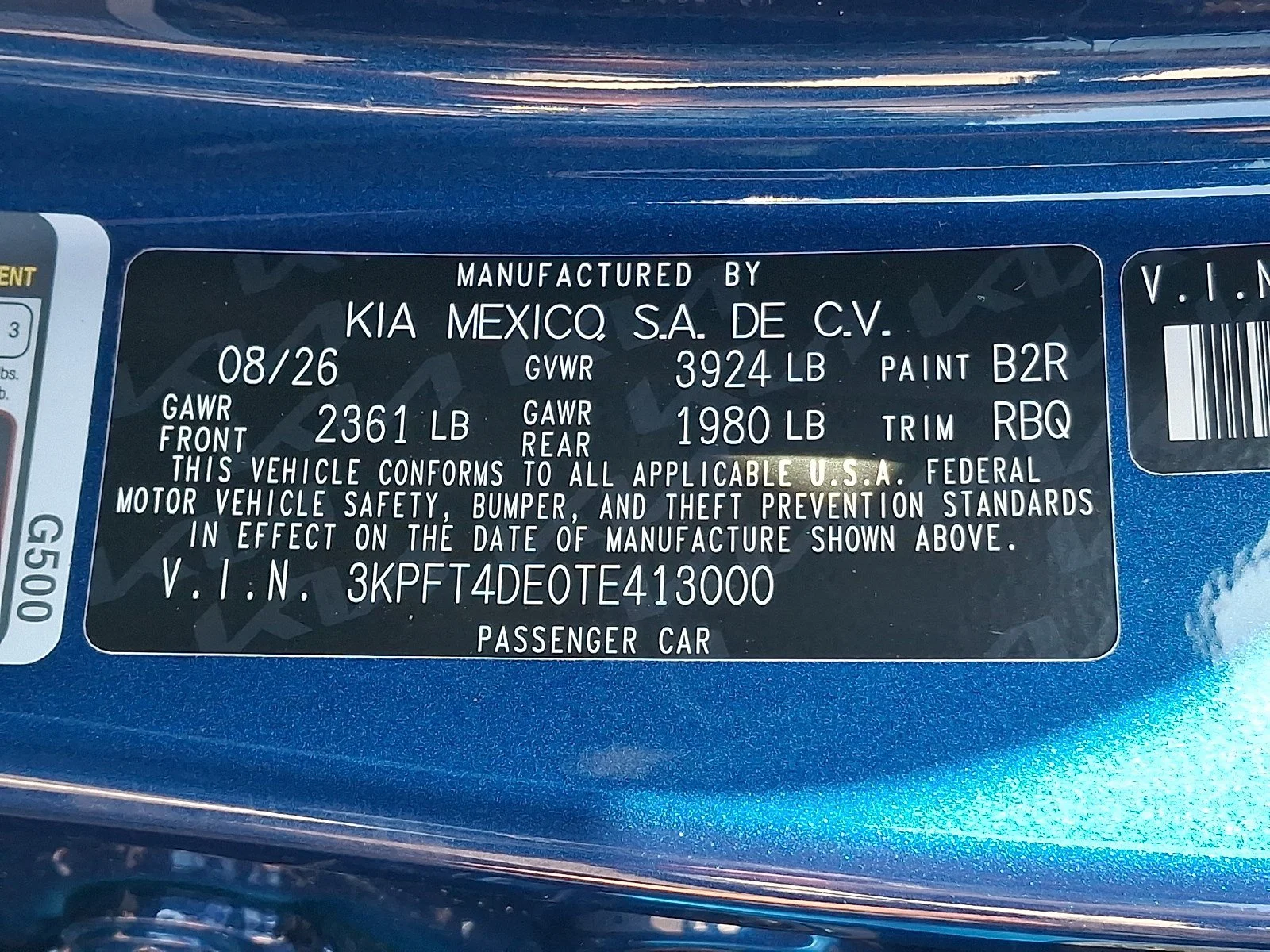New 2026 Deep Sea Blue Kia LXS image 13
