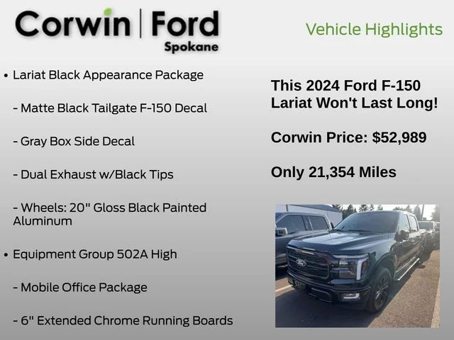 Used 2024 Agate Black Metallic Ford Lariat image 12