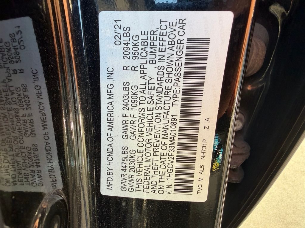 Certified Used 2021 Crystal Black Pearl Honda Sport 2.0T image 5