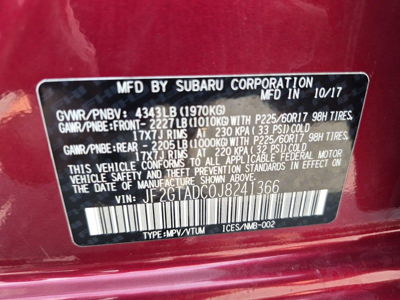 Used 2018 Venetian Red Pearl Subaru Premium image 40