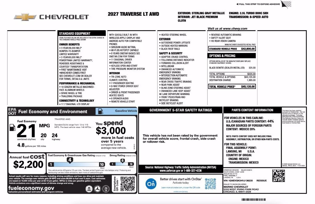 New 2027 Sterling Gray Metallic Chevrolet LT image 2