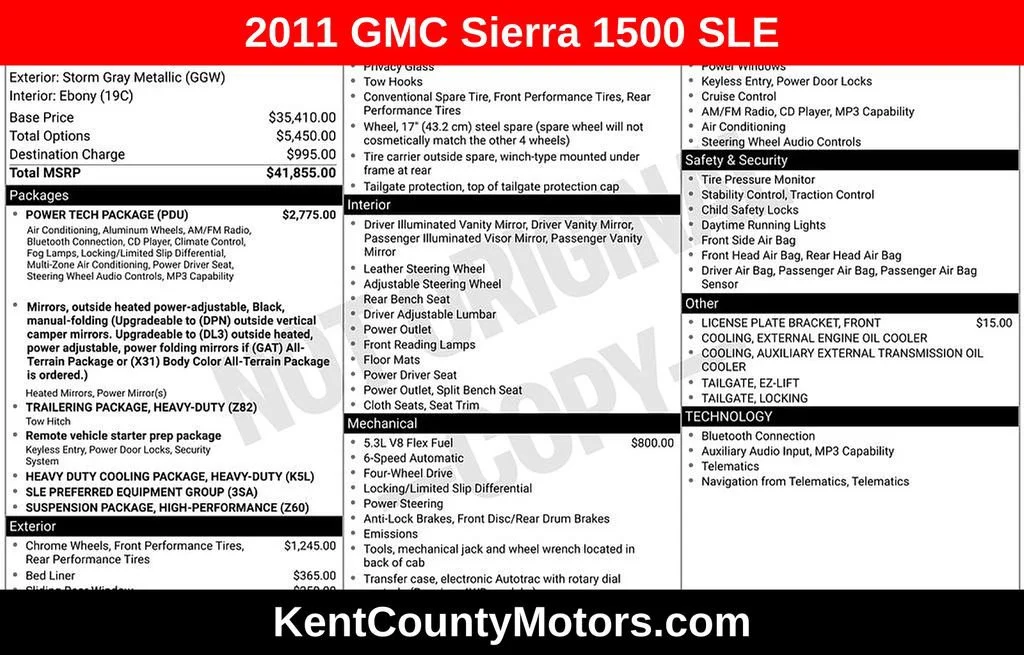 Used 2011 STORM GRAY METALLIC GMC SLE image 1