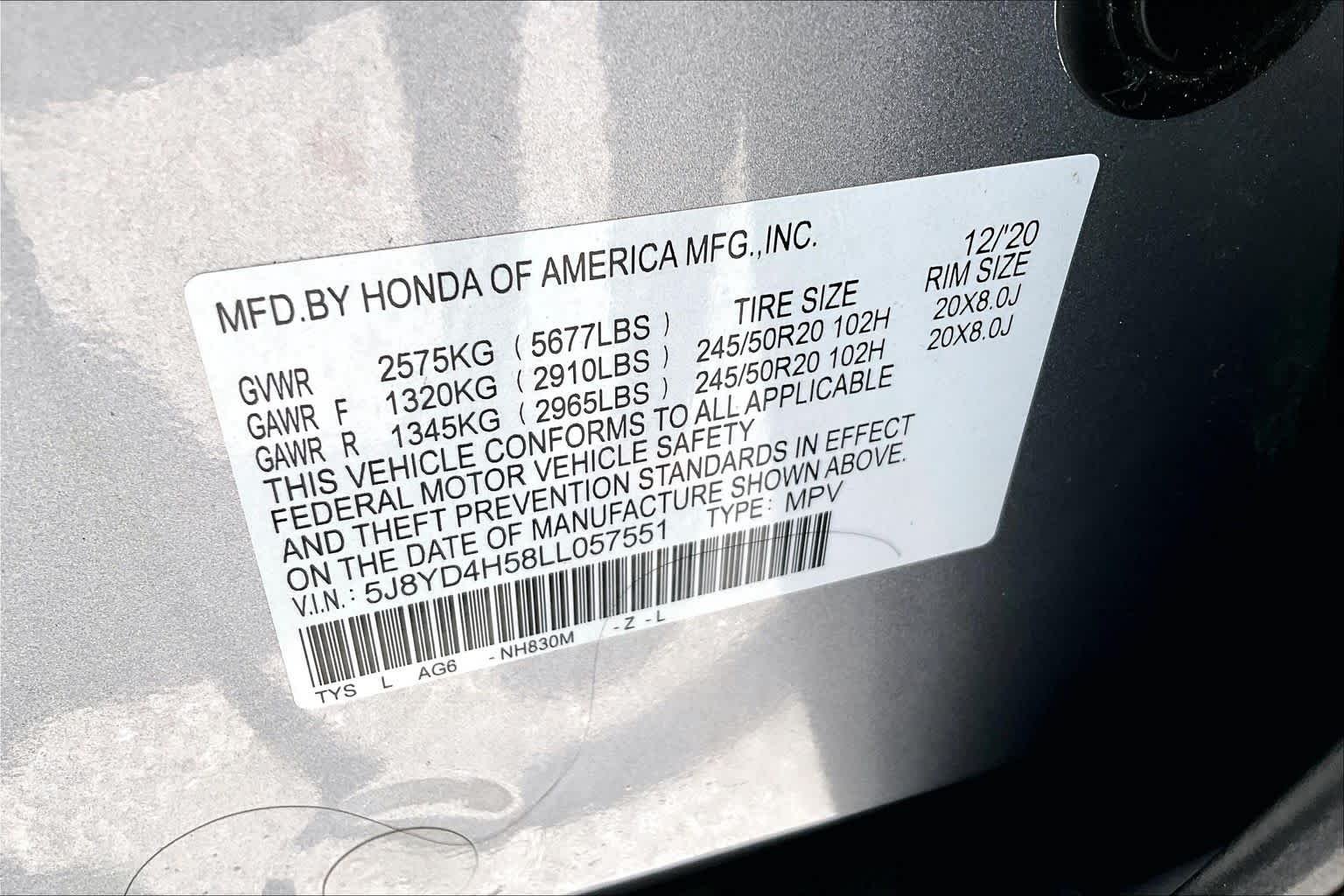 Used 2020 Lunar Silver Metallic Acura w/Technology Pkg image 35