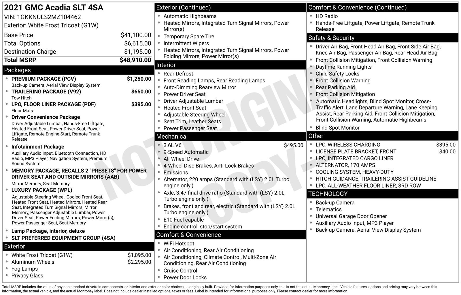 Certified 2021 GMC Acadia SLT with VIN 1GKKNULS2MZ104462 for sale in Brainerd, Minnesota