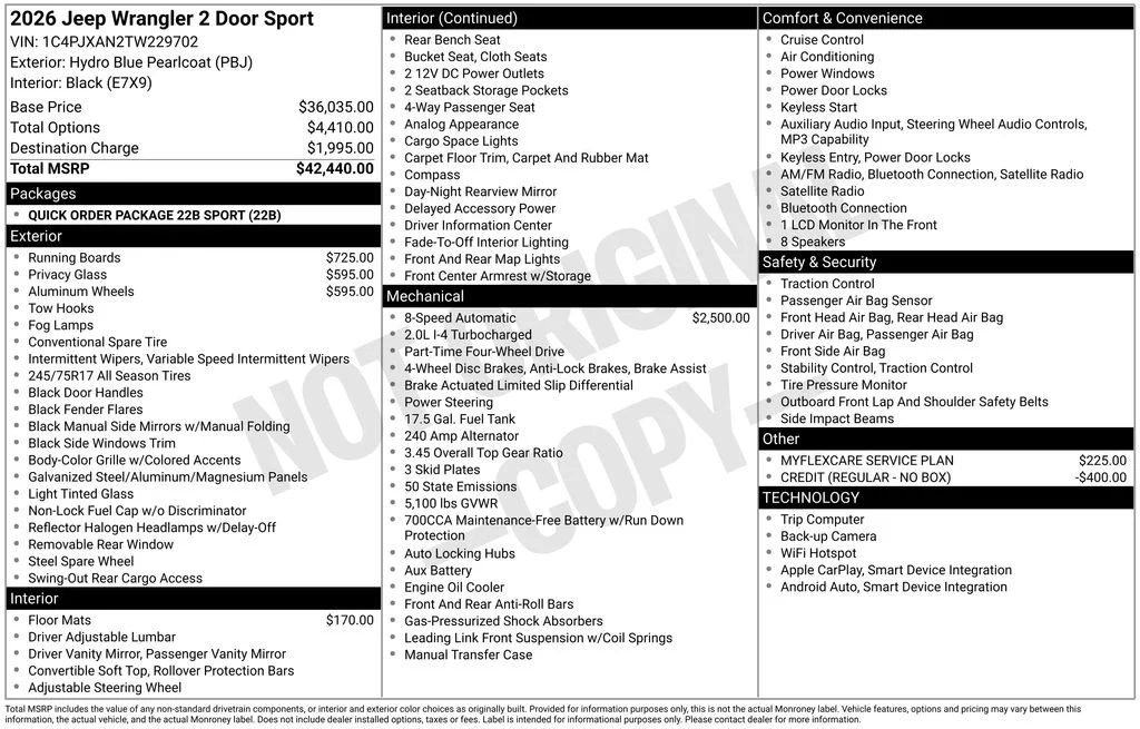 New 2026 Hydro Blue Pearl-Coat Exterior Paint Jeep Sport image 7