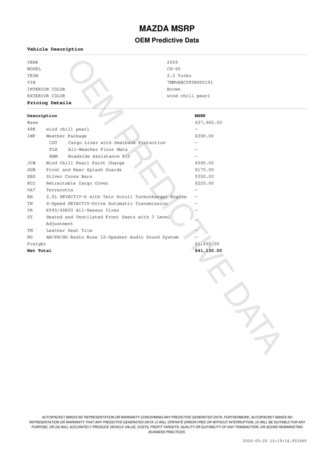 New 2026 Wind Chill Pearl Mazda 2.5 Turbo image 11
