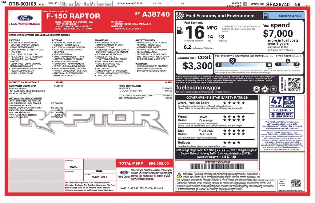Used 2025 Gray Metallic Ford Raptor image 6