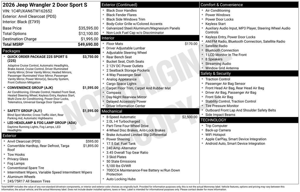 2026 Jeep Wrangler 2-Door Sport S - Photo 3