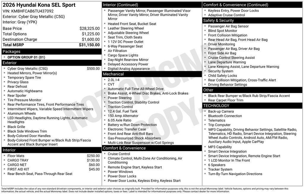 New 2026 Gray Hyundai SEL Sport AWD image 34