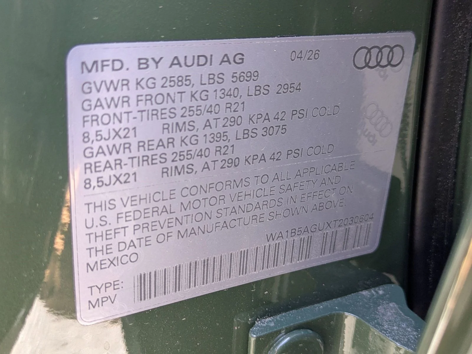 New 2026 Green Audi Premium Plus image 17
