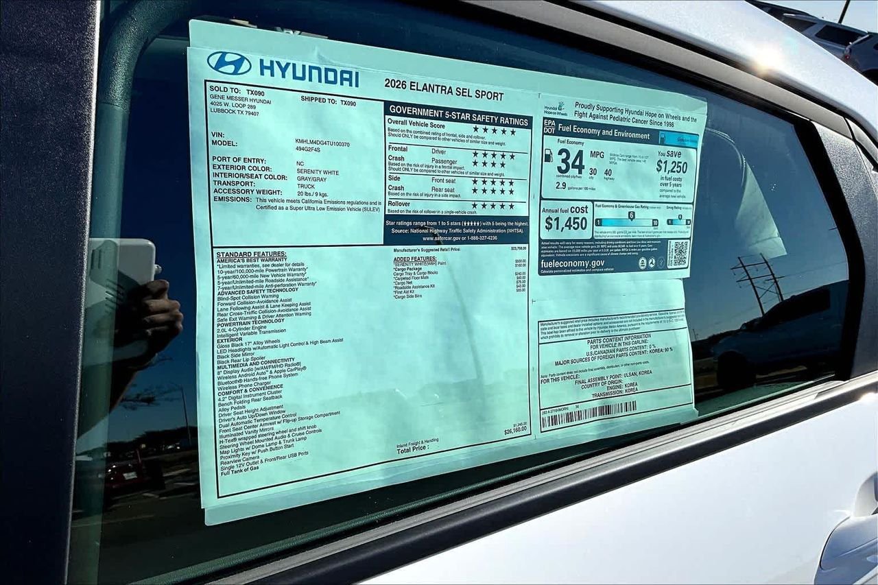New 2026 Serenity White Hyundai SEL Sport image 21