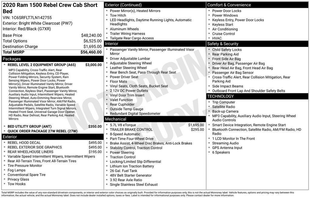 Used 2020 Bright White Clearcoat Ram Rebel image 2