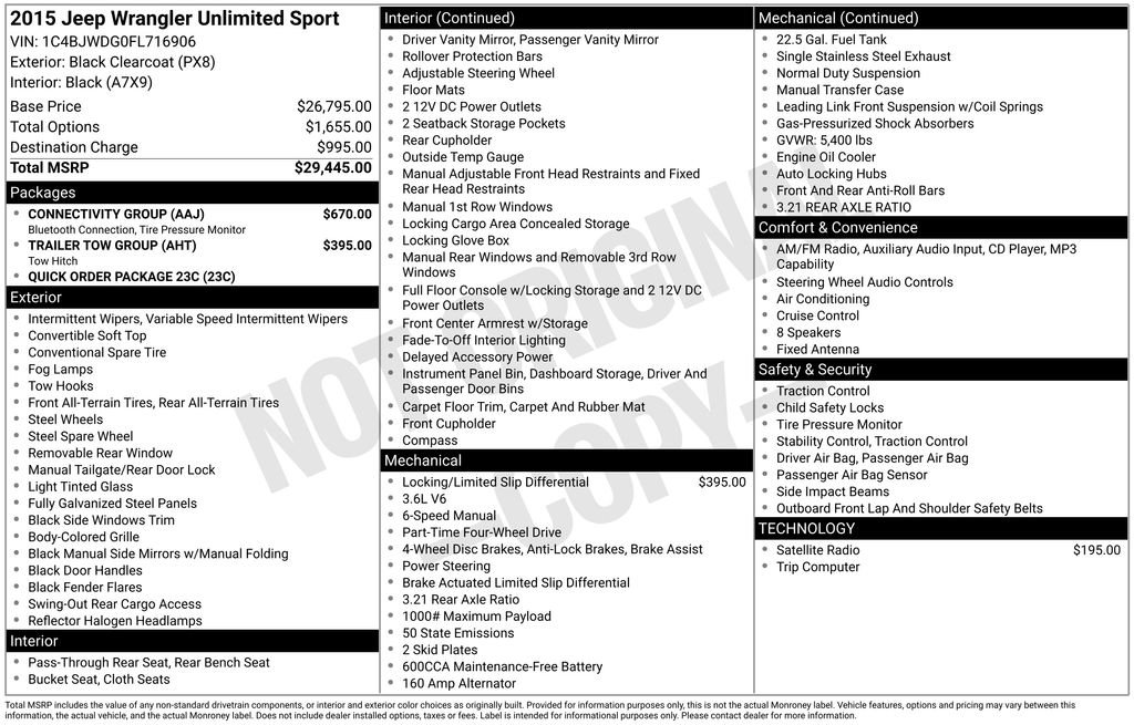Used 2015 Black Jeep Unlimited Sport image 9
