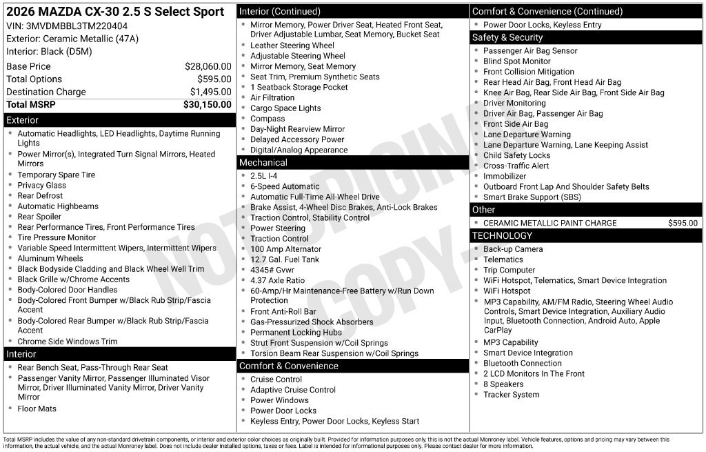 New 2026 Ceramic Metallic Mazda 2.5 S Select Sport AWD image 3