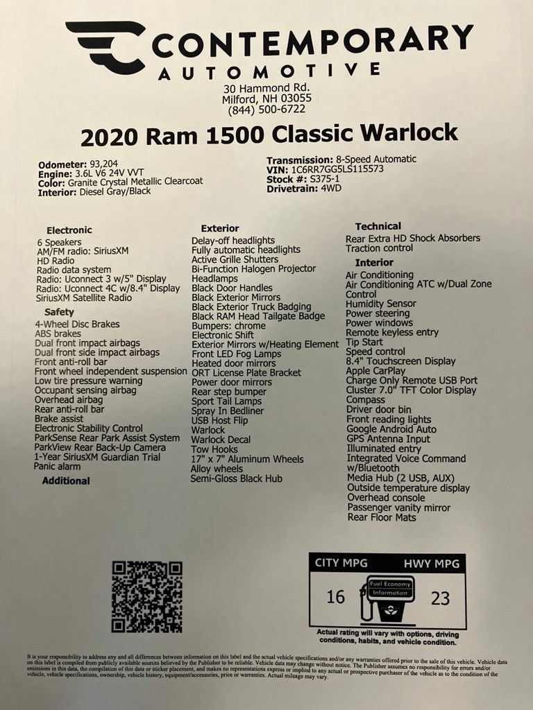 Used 2020 Granite Crystal Metallic Clearcoat Ram Warlock image 31