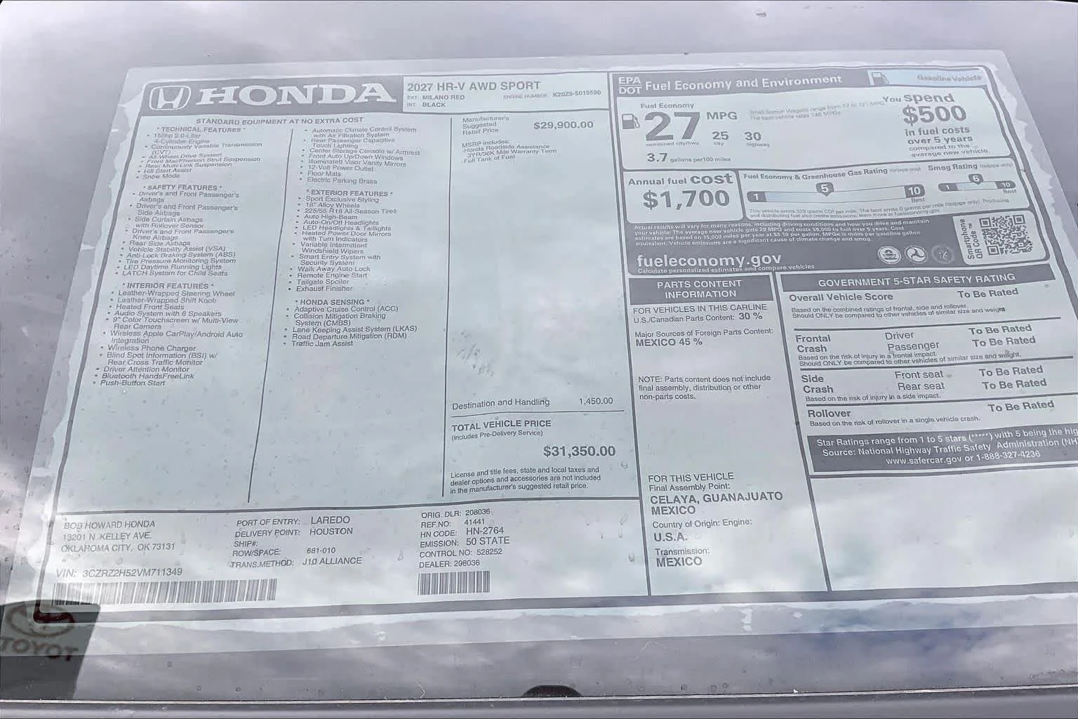 New 2027 Milano Red Honda Sport image 21