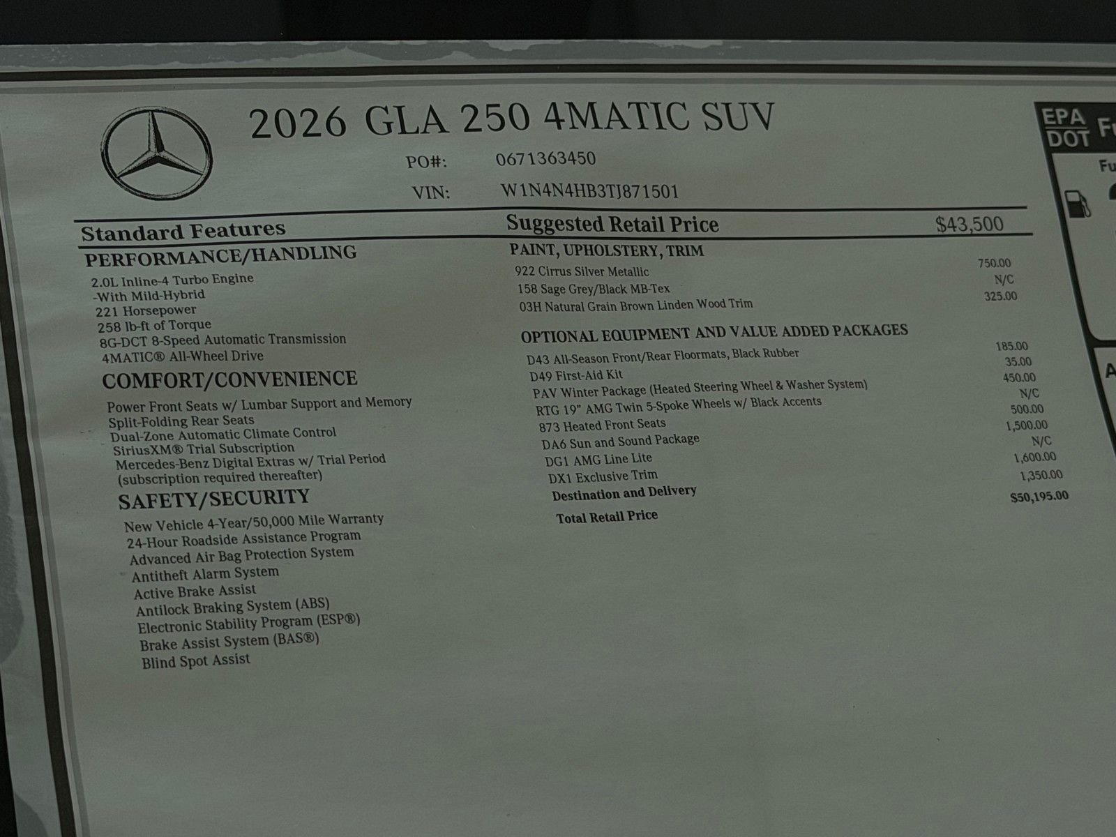 New 2026 Cirrus Silver Metallic Mercedes-Benz GLA 250 image 22