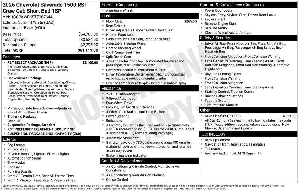 2026 Chevrolet Silverado 1500 RST 4X4 Crew Cab Short Box's photo