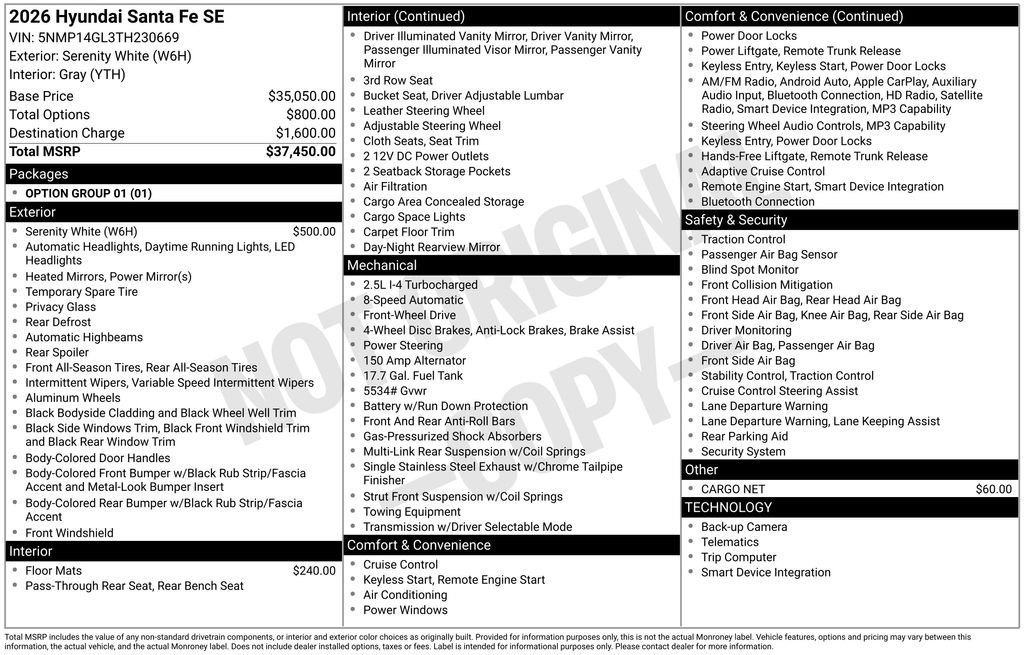 New 2026 White Hyundai SE FWD image 4