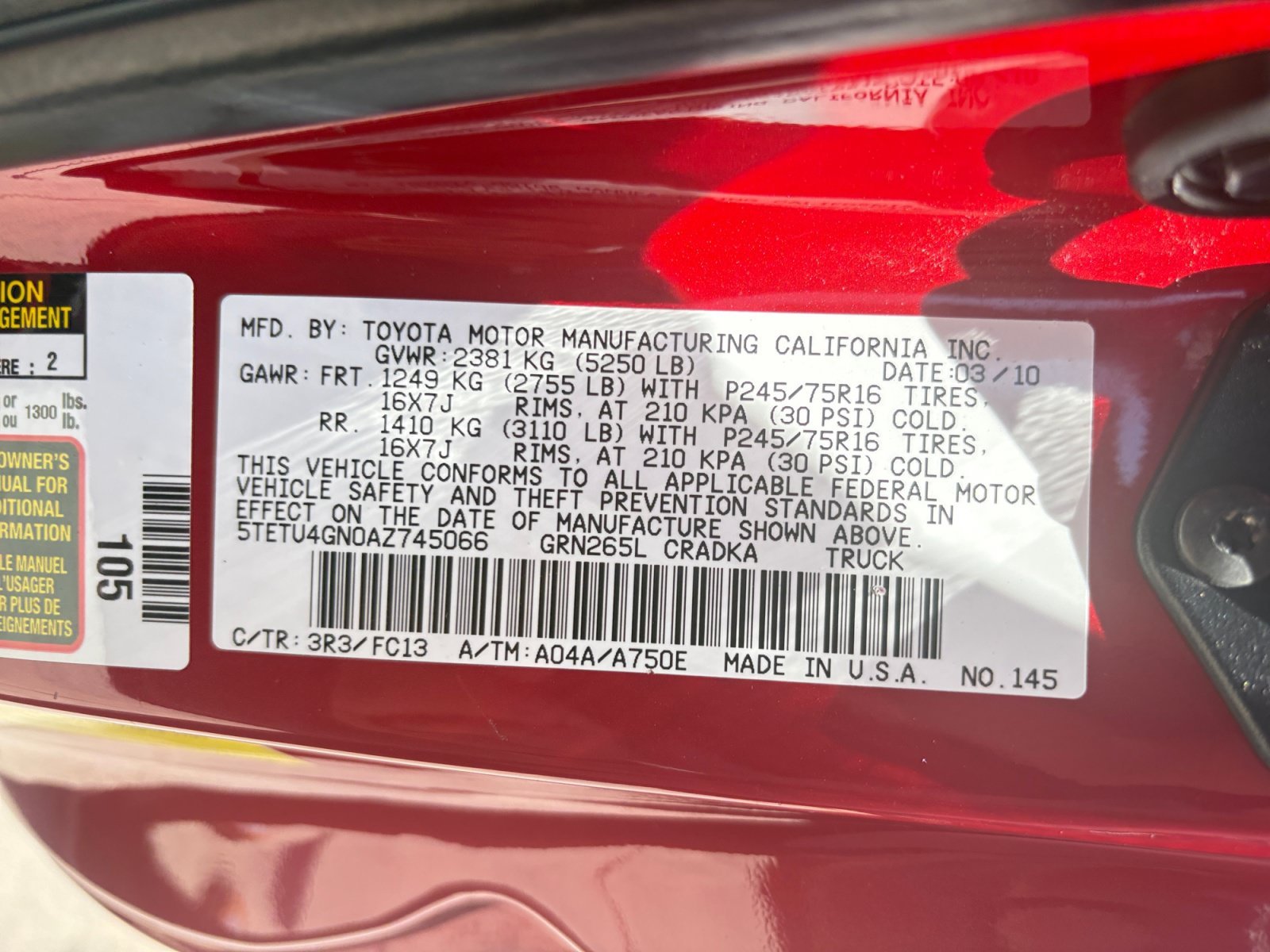 Used 2010 Barcelona Red Metallic Toyota PreRunner image 24
