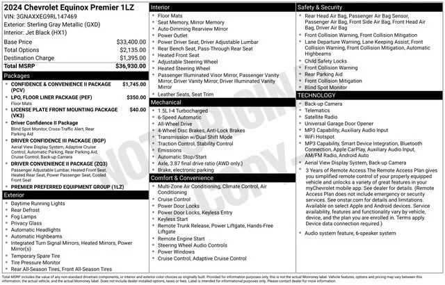 Used 2024 Sterling Gray Metallic Chevrolet Premier image 1
