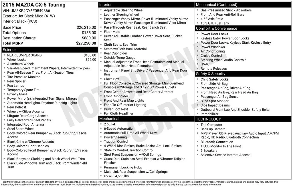 Used 2015 Black Mazda Touring image 3