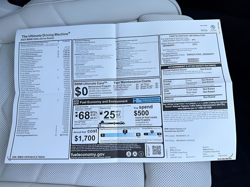 New 2027 Mineral White Metallic BMW 550e xDrive image 25