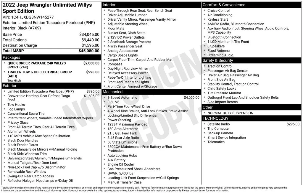 Used 2022 Red Jeep Unlimited Willys image 6