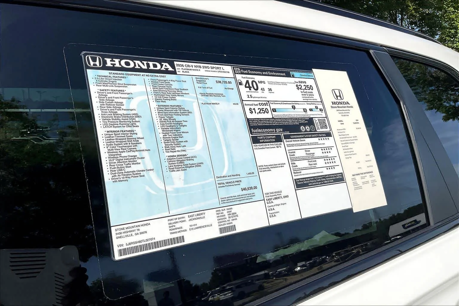 New 2026 Platinum White Pearl Honda Sport-L image 17