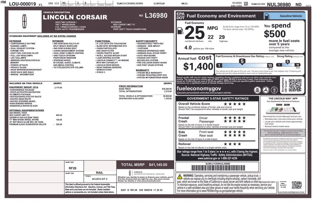 Used 2022 Red Lincoln Standard image 17