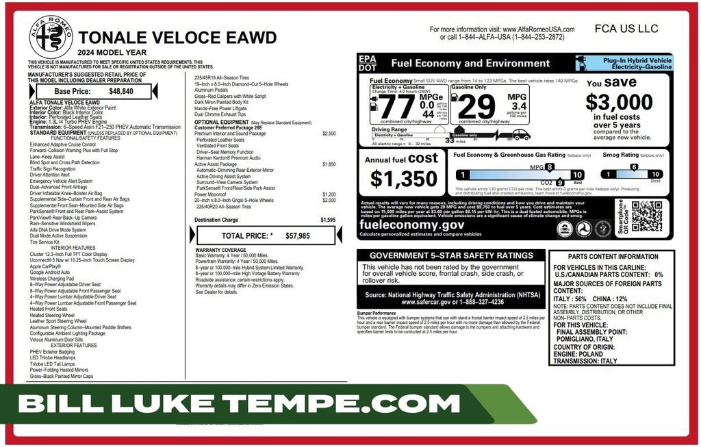 Used 2024 White Alfa Romeo Veloce image 1