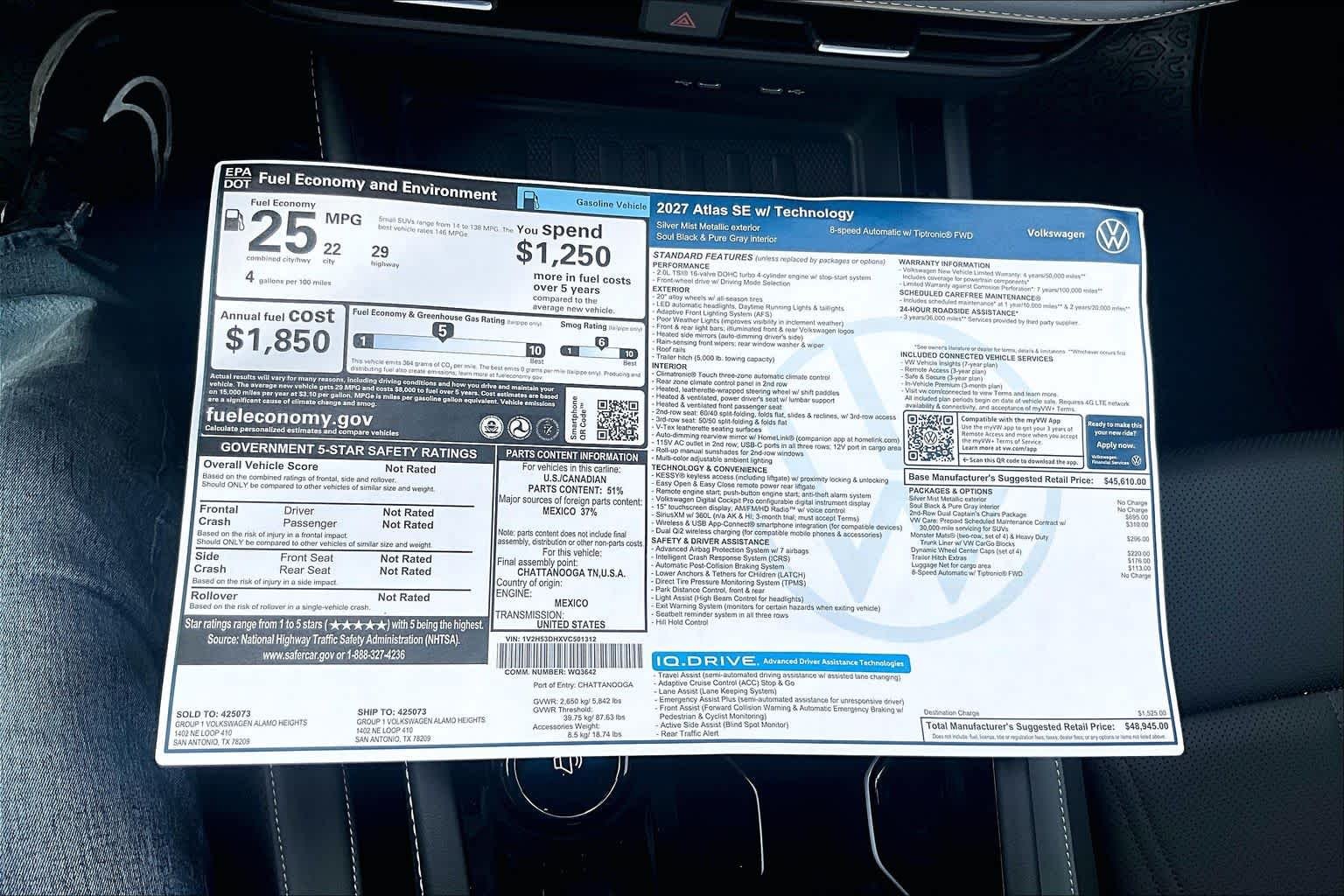 New 2027 Silver Mist Met Volkswagen 2.0T SE w/ Technology image 22