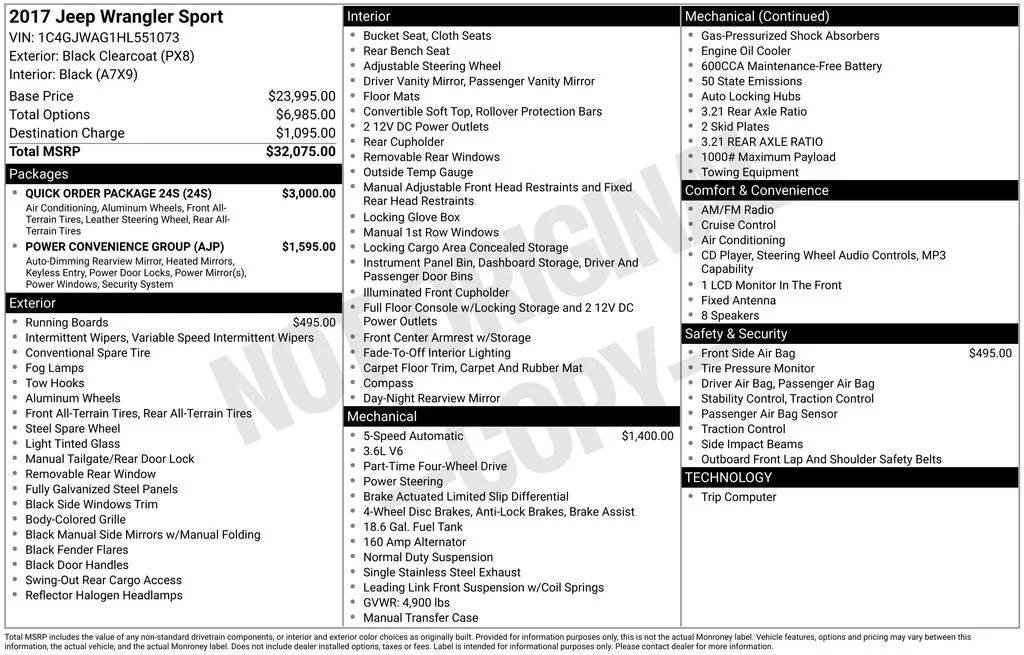 Certified Used 2017 Black Jeep Sport image 2