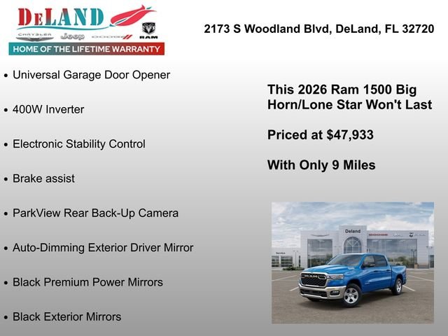 New 2026 Hydro Blue Pearl-Coat Exterior Paint RAM Big Horn/Lone Star image 30