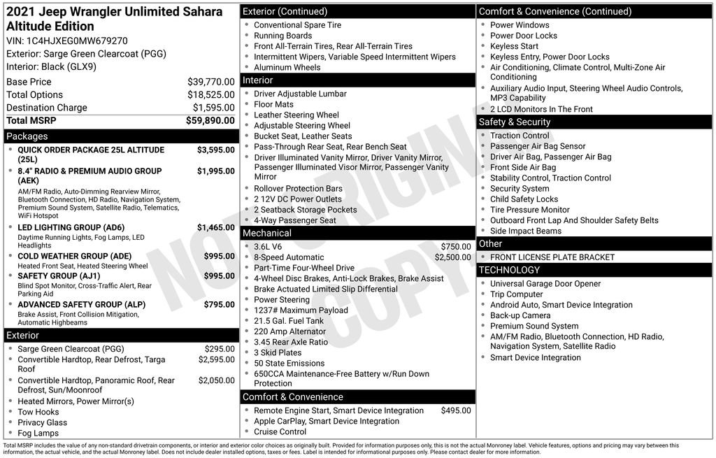 Used 2021 Green Jeep Unlimited Sahara Altitude image 4