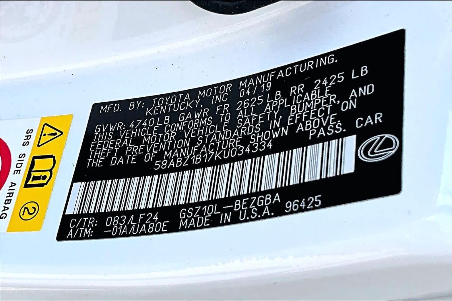 Used 2019 Ultra White Lexus F SPORT image 35