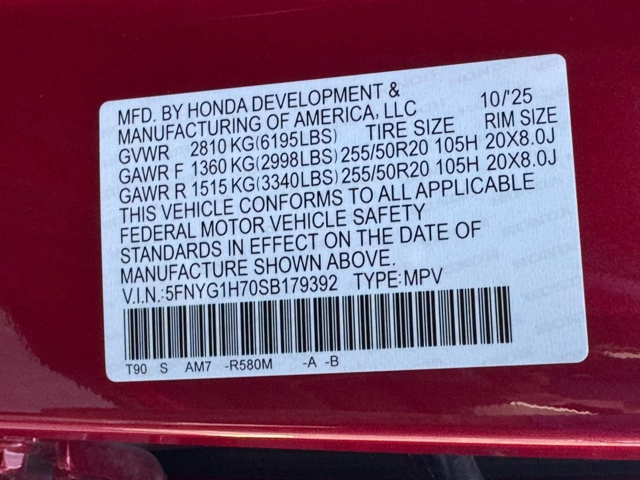 Certified Used 2025 Radiant Red Metallic II Honda AWD TRG image 28