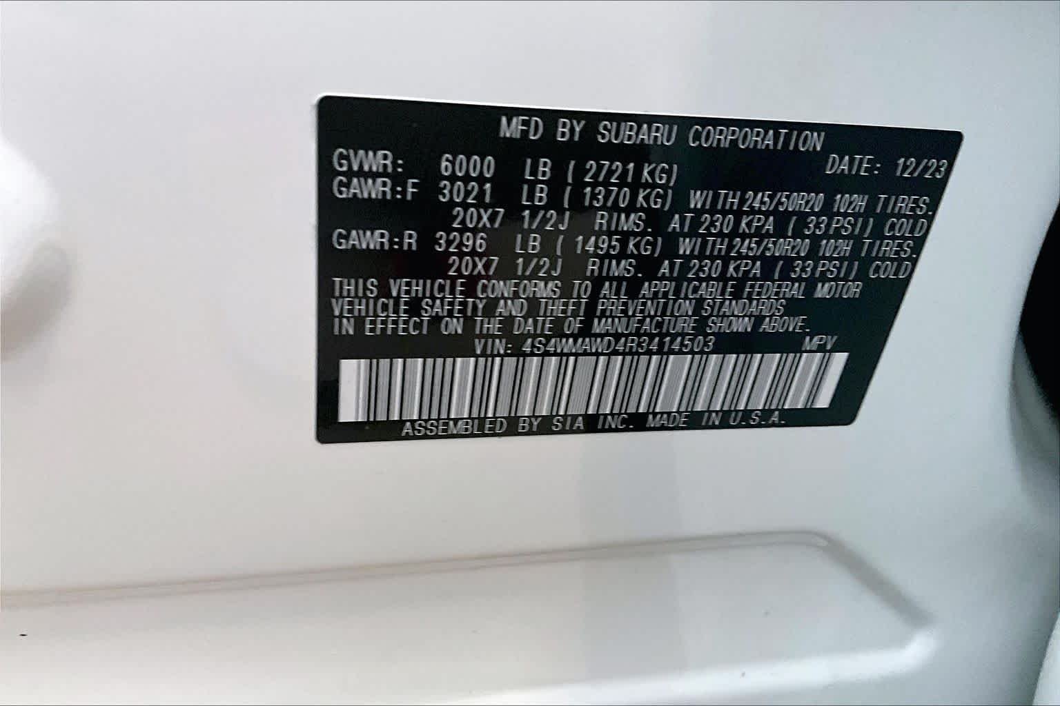 Used 2024 Crystal White Pearl Subaru Touring image 35
