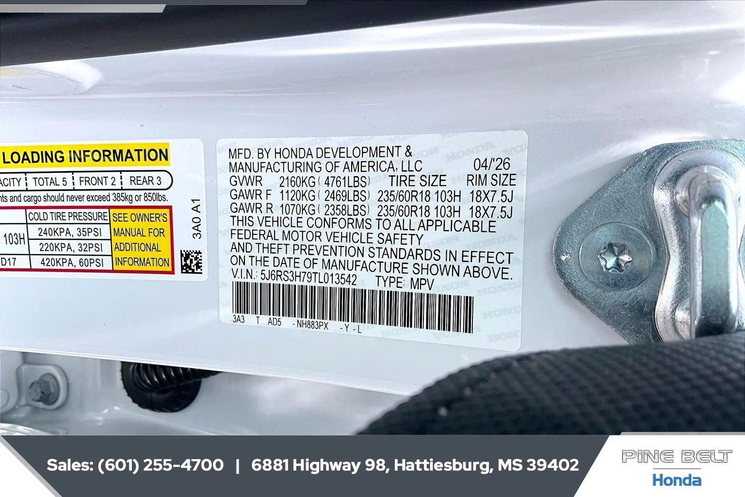 New 2026 Platinum White Pearl Honda EX-L image 11