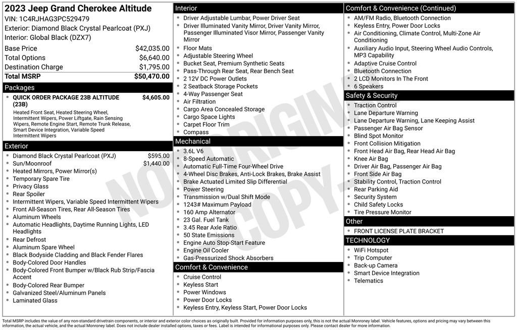 Used 2023 Diamond Black Crystal Pearlcoat Jeep Altitude x w/power sunroof image 9