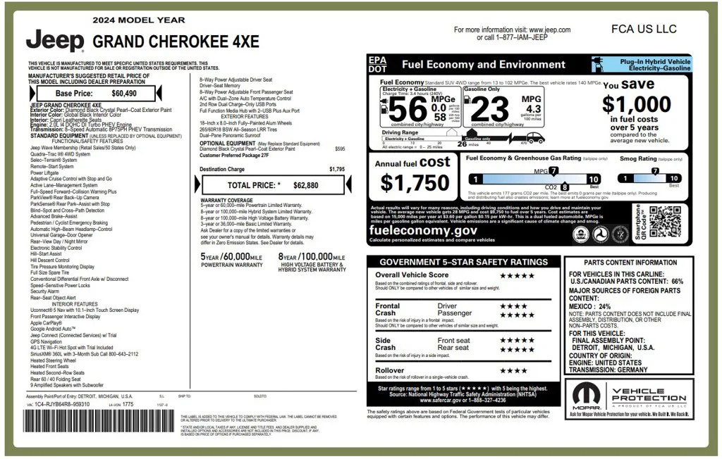 Certified Used 2024 Black Jeep 4xe image 4