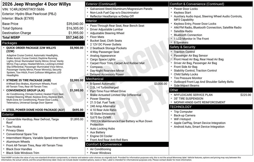 New 2026 Hydro Blue Pearl-Coat Exterior Paint Jeep Willys image 6