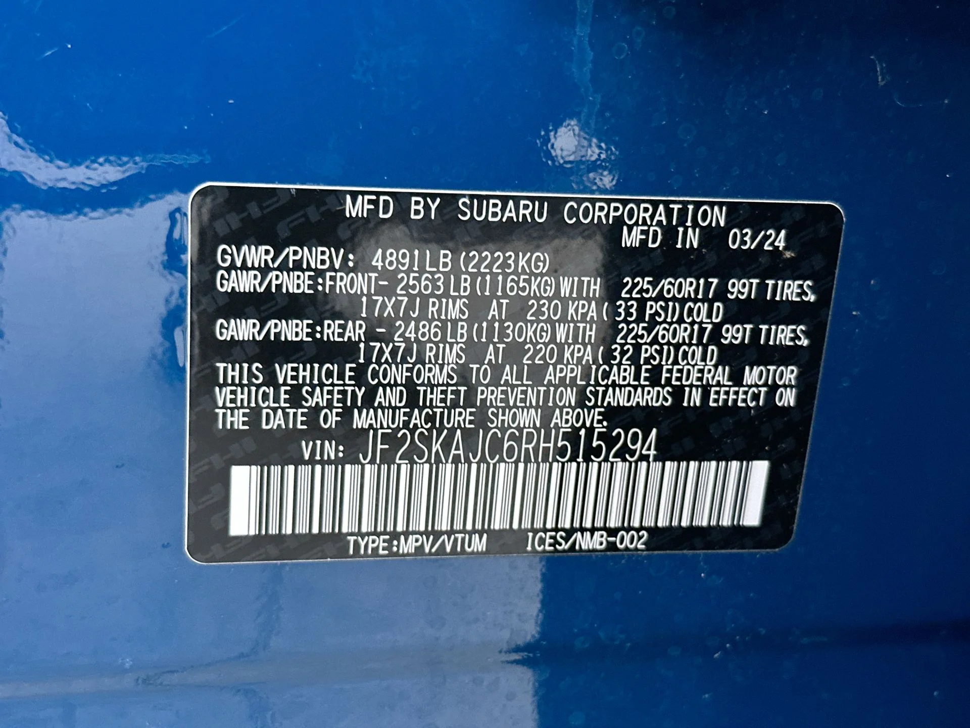 Used 2024 Blue Subaru Wilderness image 43