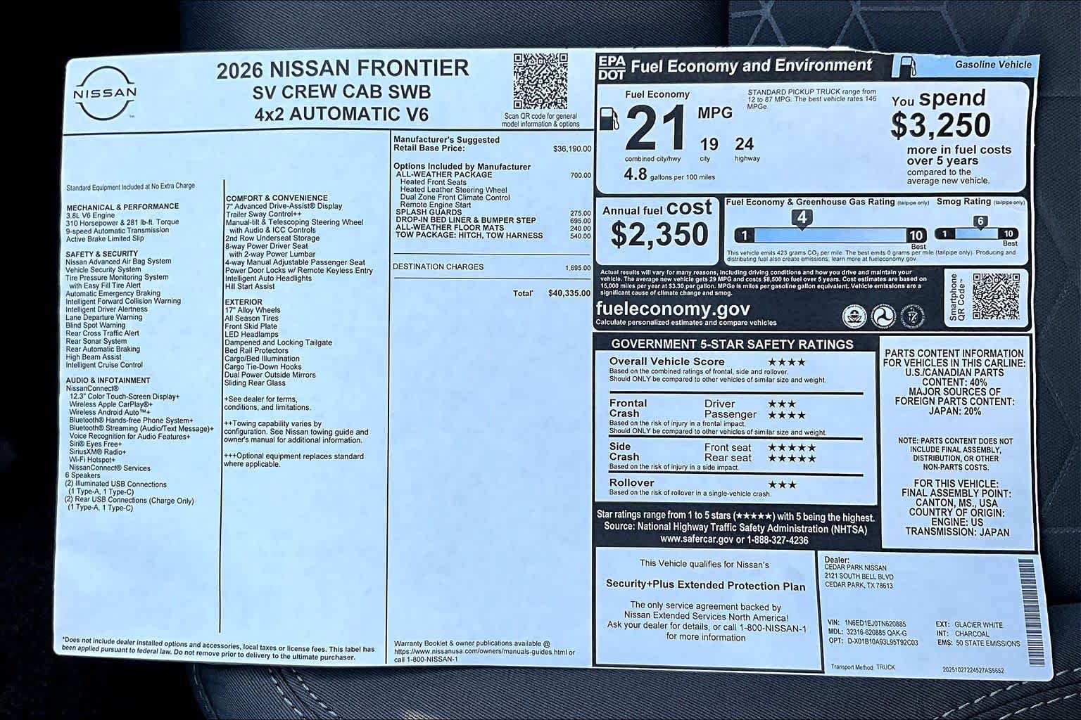 New 2026 Glacier White Nissan SV image 21