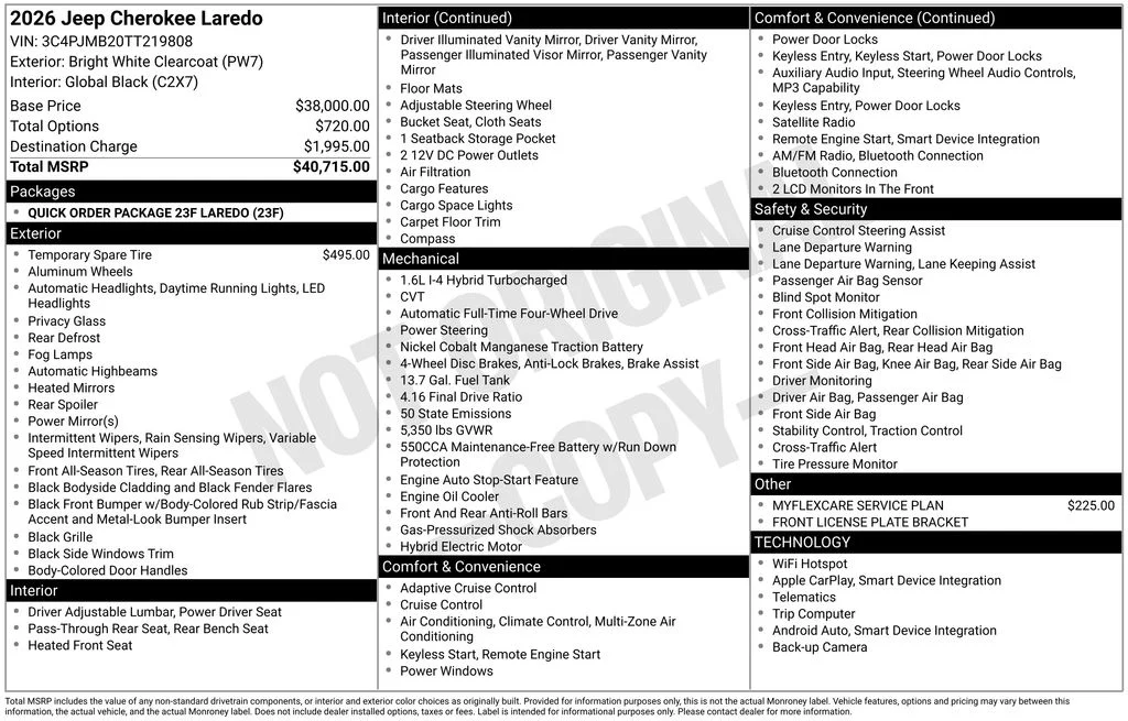 New 2026 Bright White Clear-Coat Exterior Paint Jeep Laredo image 40