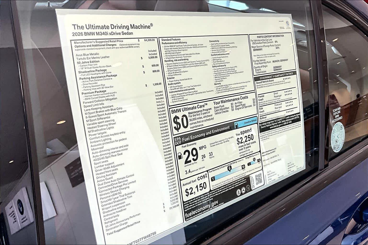 New 2026 Avus Blue Metallic BMW M340i xDrive image 20