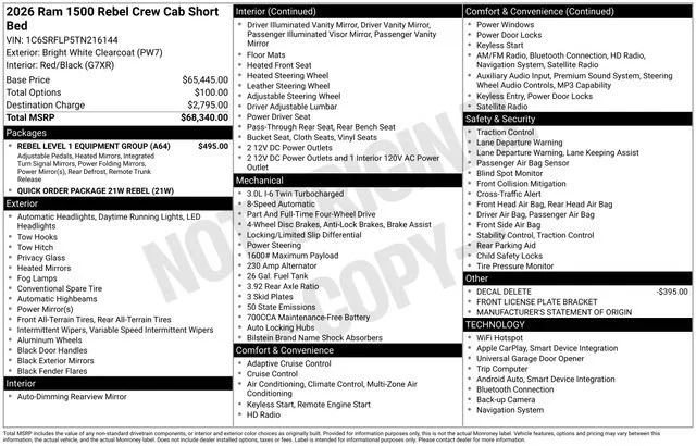 New 2026 Bright White Clear-Coat Exterior Paint RAM Rebel image 30