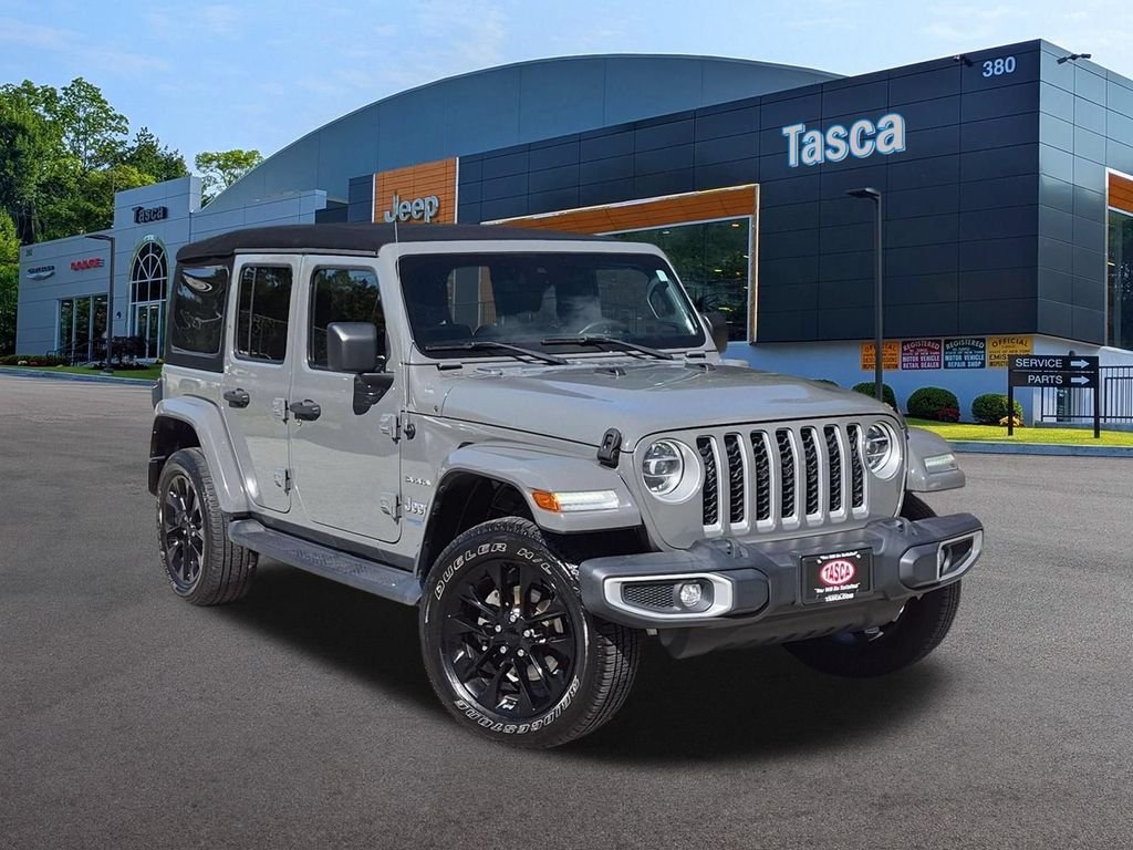 Used 2021 Gray Jeep Unlimited Sahara 4xe image 1